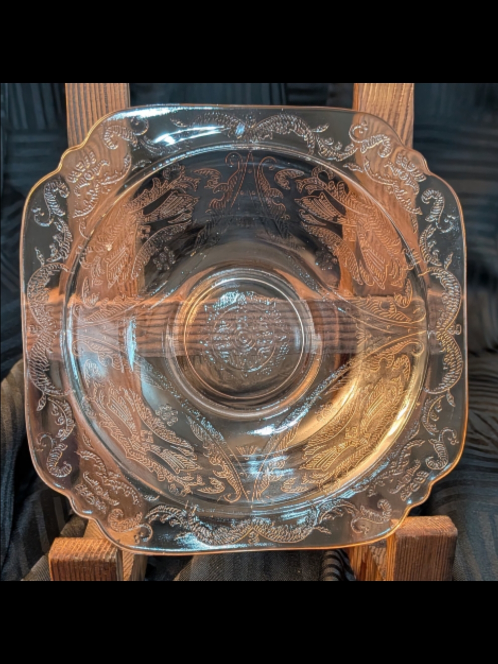 Pink Madrid depression glass reproduction salad bowls  6 3/4 inch square